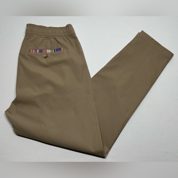 NEW Wowie Sapien Pant Men's L Tan Chino Stretch Elastic Drawstring Pull On Aztec - Picture 1 of 9
